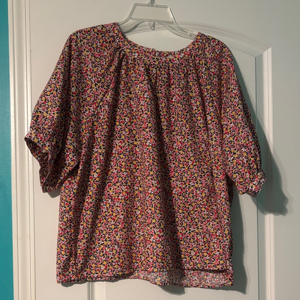 LOFT Floral Blouse - Pink and Yellow Spring Easter